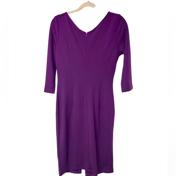 AISIZE Women's Retro Classy V-Neck Stretch Business Wrap Bodycon Dress - Picture 3 of 3